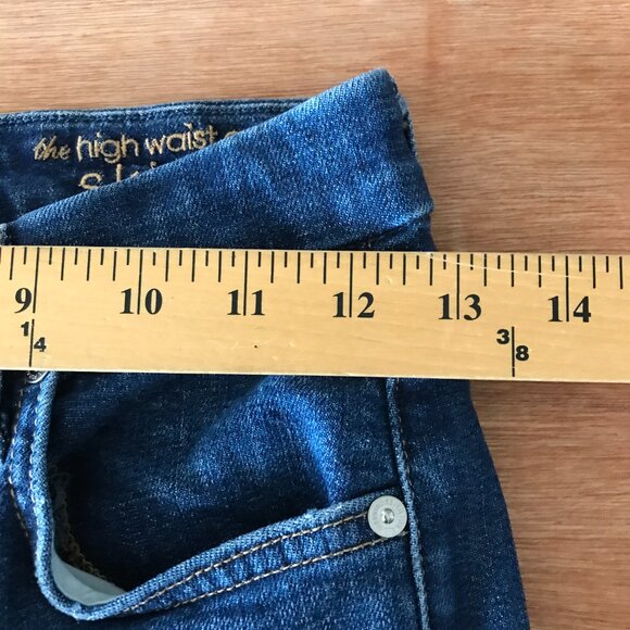 7 For All Mankind High Waist Ankle Skinny Jeans Women 25 Blue Mid Rise Raw Hem - Picture 11 of 14